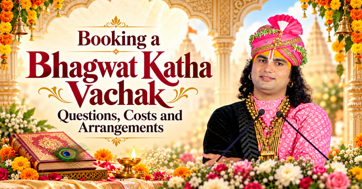 Bhagwat Katha vachak narrating Bhagwat Katha during a seven-day saptah programme