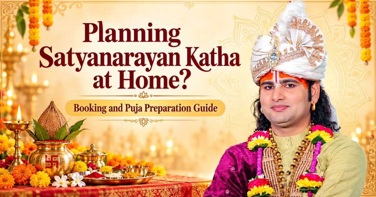 Satyanarayan Katha at home with the chowki, kalash and murti set for the puja vidhi